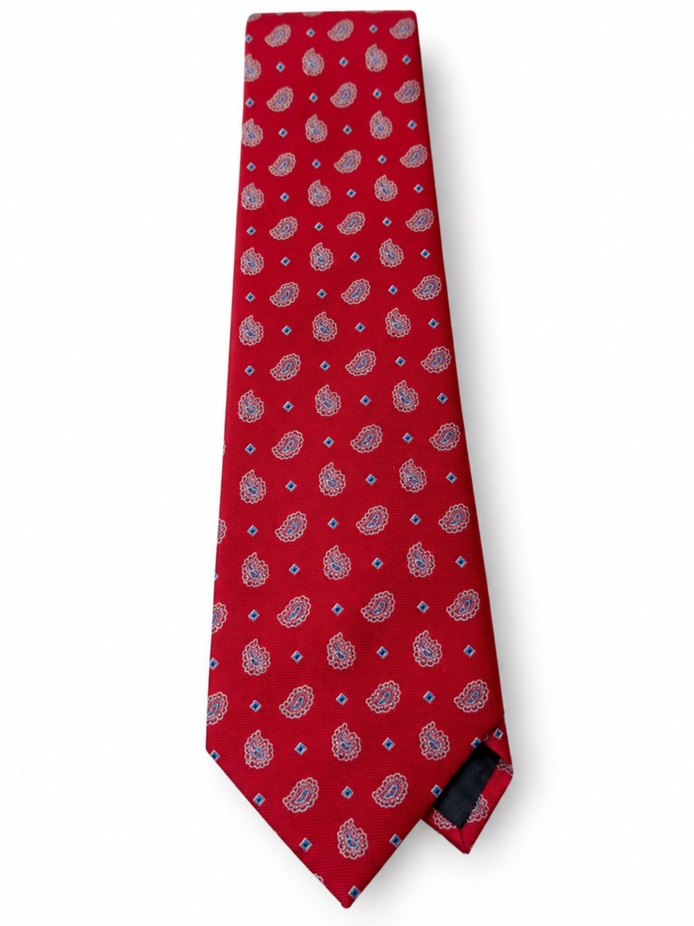 Brooks Brothers Red Paisley Silk Tie with Blue Accents 100% Silk Made in USA